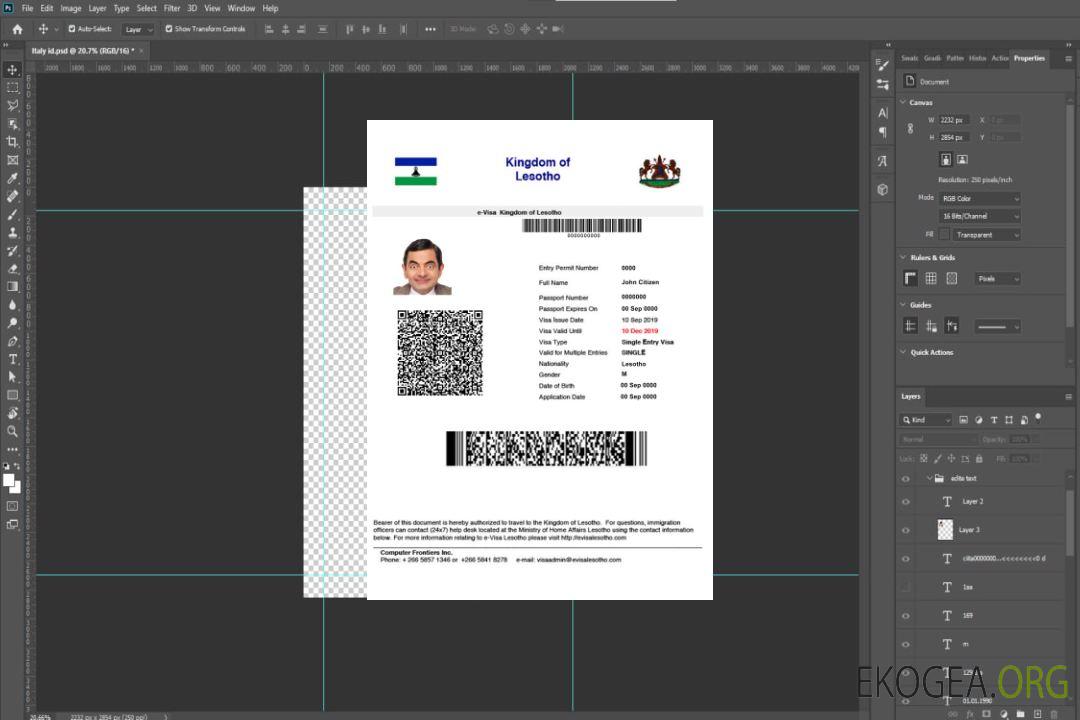 Visa électronique LESOTHO template Visa électronique LESOTHO template